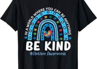 Autism Awareness Rainbow In April We Wear Blue Ribbon T-Shirt