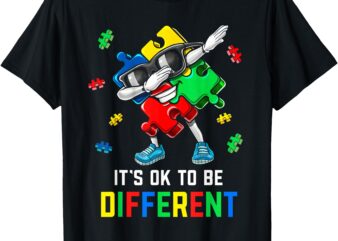 It’s OK To Be Different Dabbing Puzzle Autism Awareness Kids T-Shirt