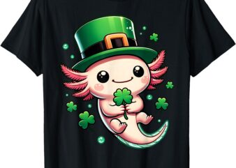 Axolotl Saint Patricks Day Boys Girls Axolotl St Patrick T-Shirt