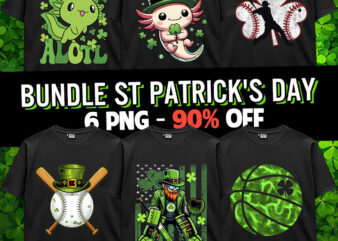 St patrick's day green lucky leafs sport irish america shenanigans axolotl green bundle design png