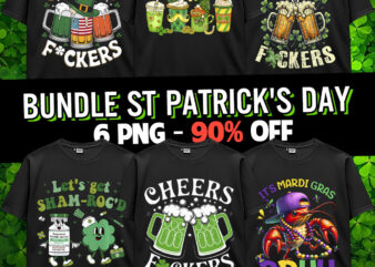 St Patrick’s Day Green Lucky Leafs Cheers Bear Irish America Shenanigans Green Bundle Design PNG