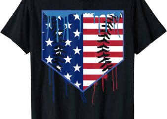 Baseball Drip Boys Ice Cream Patriotic American Flag T-Shirt