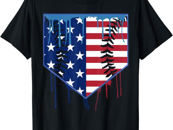 Baseball drip boys ice cream patriotic american flag t-shirt