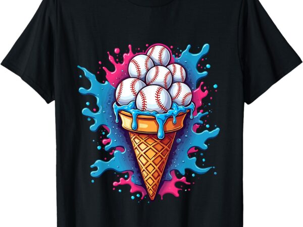 Baseball ice cream cute sports lover design t-shirt