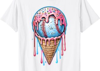 Baseball Ice Cream Sprinkles Drippy T-Shirt