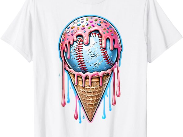 Baseball ice cream sprinkles drippy t-shirt