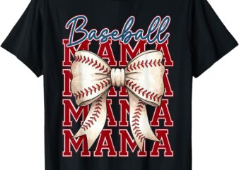 Baseball Mama Coquette Bow Game Day Gift for Mother’s Day T-Shirt