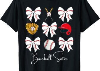 Baseball Sister Coquette Bow Girls Cheer Baseball T-Shirt