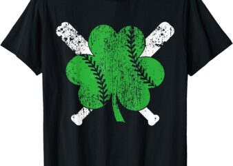 Baseball St Patricks Day Boys Girls Men Women Shamrock Green T-Shirt