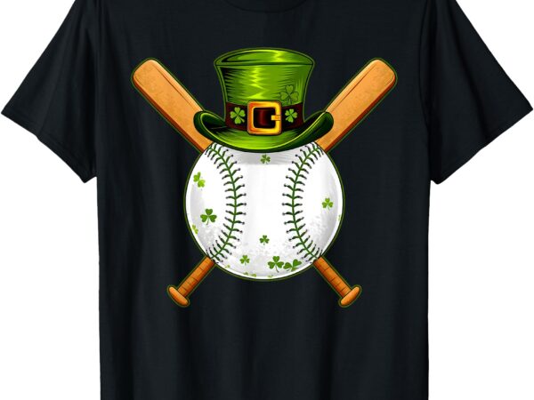 Baseball st patricks day boys men catcher lucky shamrock t-shirt