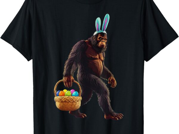 Bigfoot sasquatch bunny easter eggs retro men women kids t-shirt