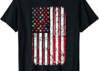 Billiard American Flag Pool Player Table USA US Flag T-Shirt