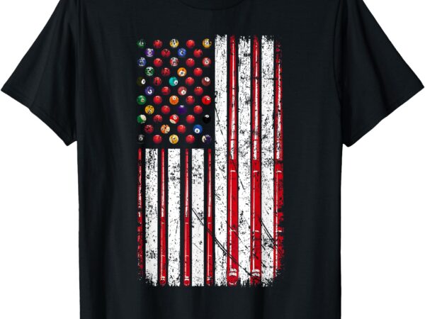 Billiard american flag pool player table usa us flag t-shirt