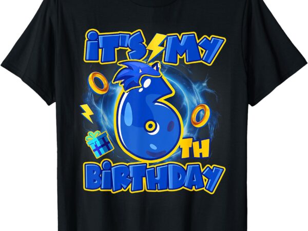 Birthday boy 6th bday party matching hedgehog kids boys t-shirt