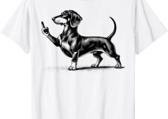 Black Dachshund With Middle Finger T-Shirt