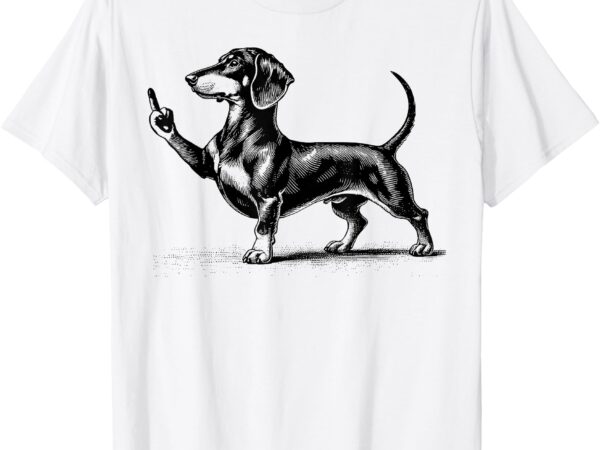 Black dachshund with middle finger t-shirt