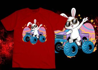 Funny Dabbing Bunny Happy Easter Monster Truck Lovers T-Shirt design