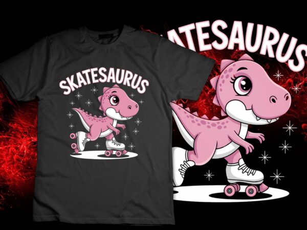 Skate dinosaur roller skating t-rex dino funny roller skater pullover hoodie design