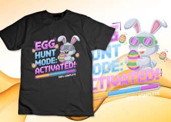 Egg Hunt Mode Activated Gamer Easter Bunny Boys Girls Kids Long Sleeve T-Shirt