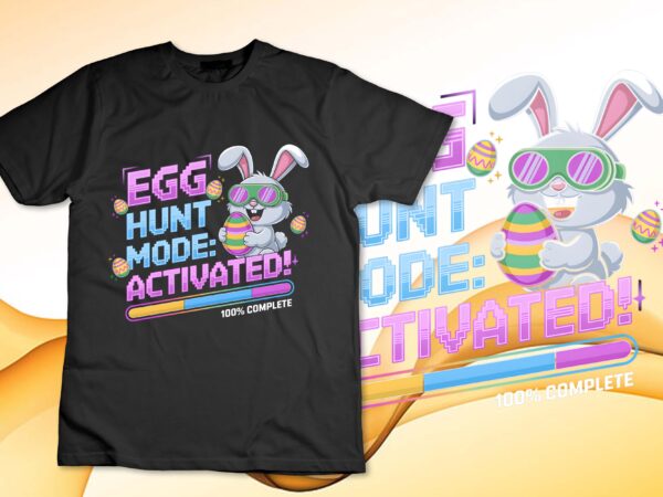 Egg hunt mode activated gamer easter bunny boys girls kids long sleeve t-shirt