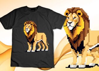 Retro 32-bit Style Game Pixel Art Lion Long Sleeve T-Shirt