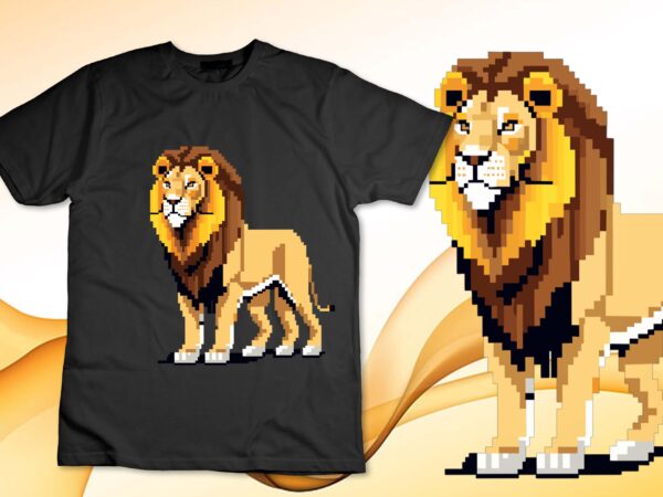 Retro 32-bit style game pixel art lion long sleeve t-shirt