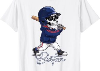 Boston Skeleton Funny Baseball Player T-Shirt