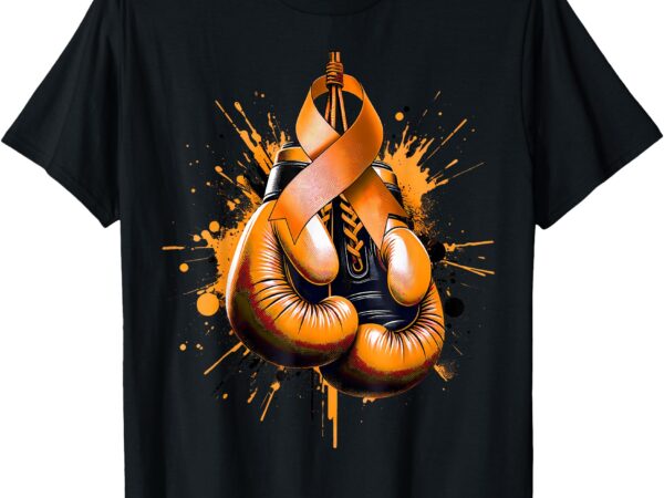 Boxing glove orange ribbon multiple sclerosis awareness t-shirt