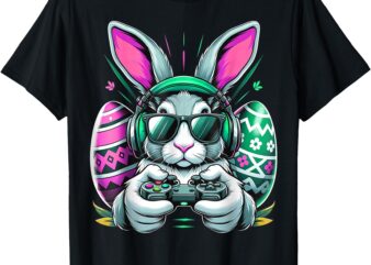 Boys Happy Easter Day Bunny Egg Video Game Kids Mens Gamer T-Shirt