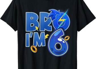 Bro I’m 6 Birthday Boy 6th Matching Hedgehog Party T-Shirt