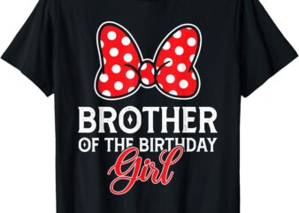 Brother Of The Birthday Girl Cute Pink Bow Family Matching T-Shirt