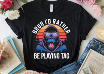 Bruh I’d Rather Playing Gorilla Boys Kids Gorilla VR Gamer T-Shirt lb84