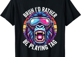 Bruh I’d Rather Playing Gorilla Boys Kids Gorilla VR Gamer T-Shirt