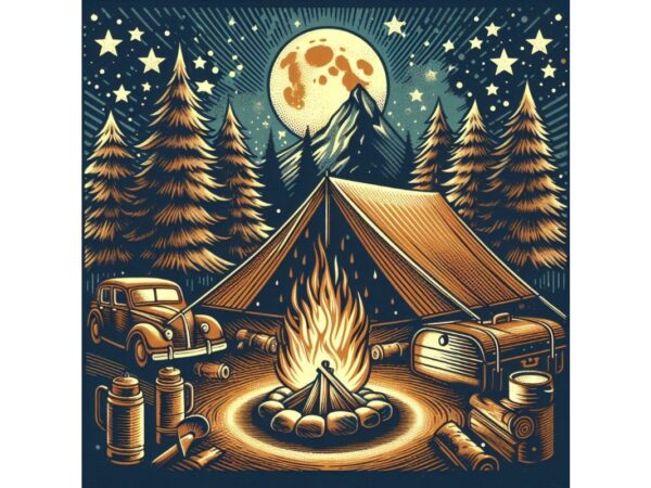 Trendy retro camping graphics t-shirt design jpeg & png designs – download instantly retro vintage t-shirt design