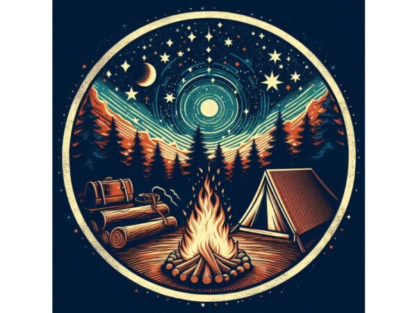 Watercolour camping retro illustration t-shirt design – download instantly retro vintage t-shirt