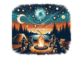 Colourful Vintage Camping Adventure t-shirt design download instantly