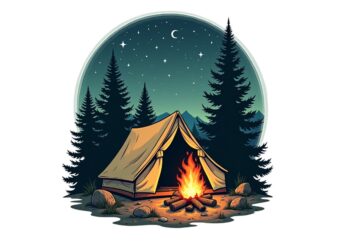 Trendy Retro Camping Graphics t-shirt design jpeg & png design