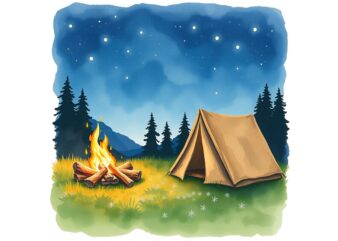 Trendy Retro Camping Graphics t-shirt design jpeg & png design