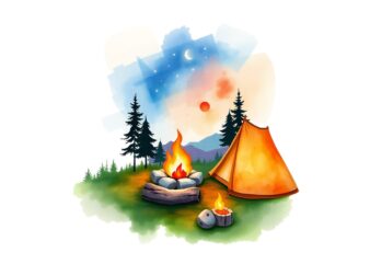 Colourful Vintage Camping Adventure t-shirt design download instantly