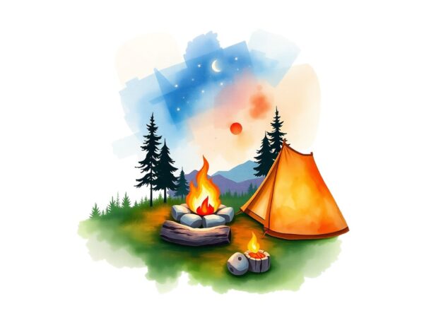 Colourful vintage camping adventure t-shirt design download instantly