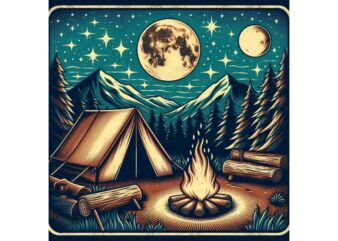 Colourful Vintage Camping Adventure t-shirt design download instantly