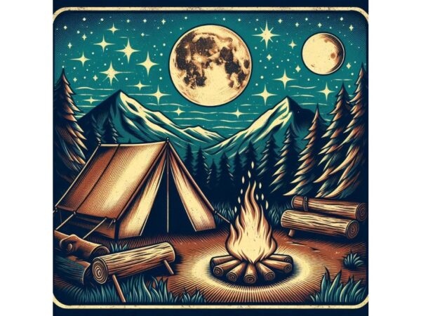 Colourful vintage camping adventure t-shirt design download instantly