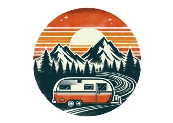 Colourful Vintage Camping Adventure t-shirt design