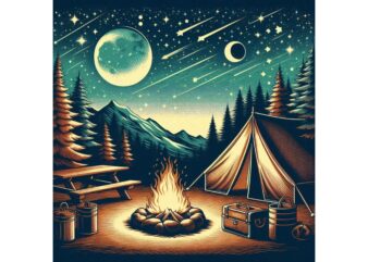 Trendy Retro Camping Graphics t-shirt design jpeg & png design