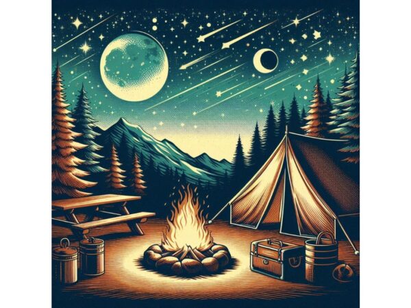 Trendy retro camping graphics t-shirt design jpeg & png design