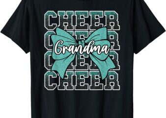 Cheer Grandma Bow Sport Cheerleader Cheerleading Teal Blue T-Shirt