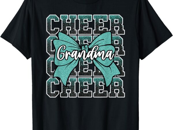 Cheer grandma bow sport cheerleader cheerleading teal blue t-shirt