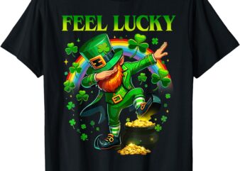 Cheerful Leprechaun Dabbing and Adults Feel Lucky Charm Kids T-Shirt