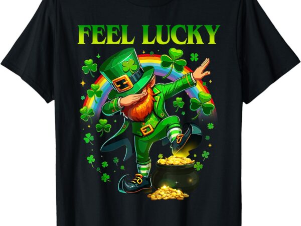 Cheerful leprechaun dabbing and adults feel lucky charm kids t-shirt