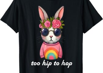 Cool Boho Hip Bunny Spring Floral Pastel Rainbow Chic Easter T-Shirt